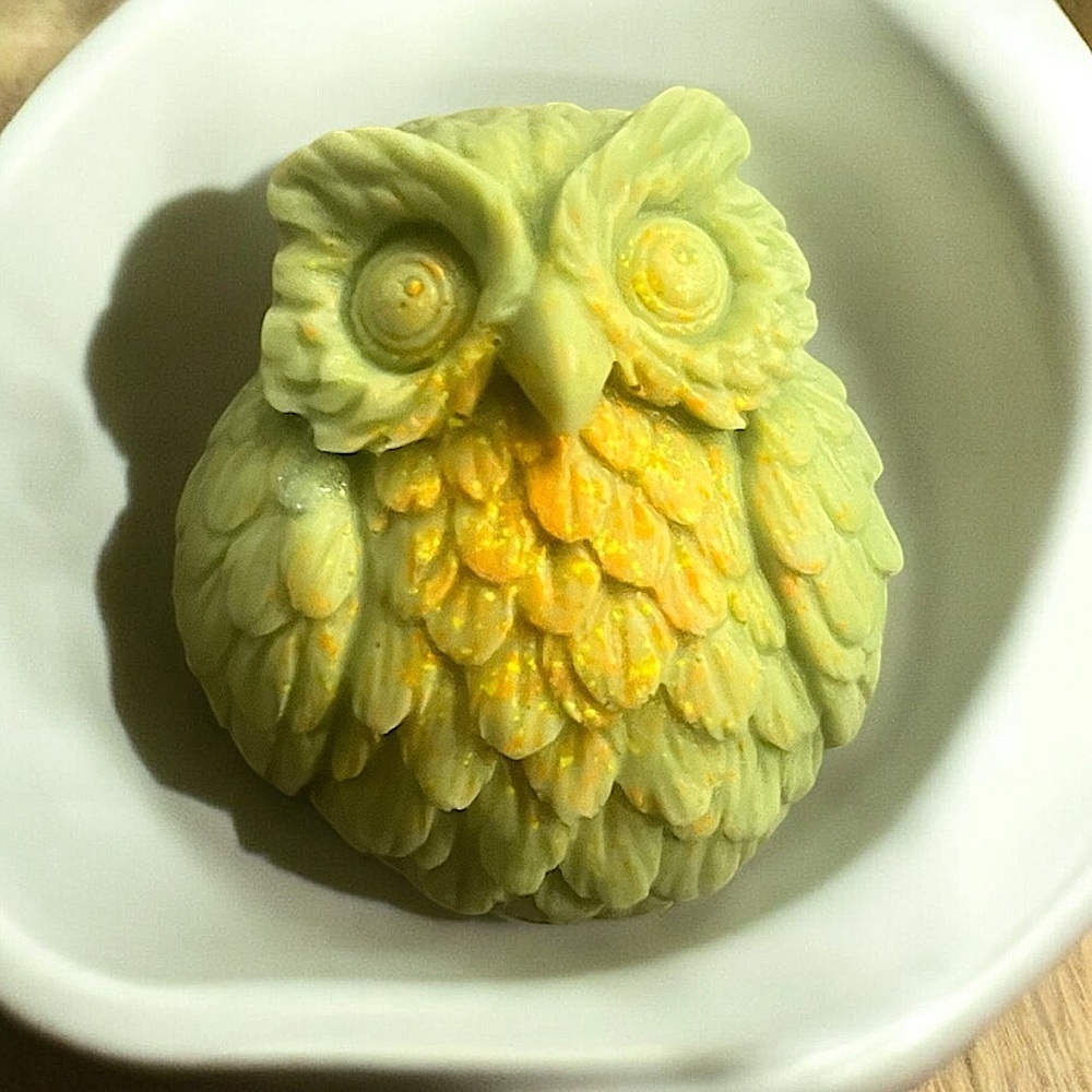 Earthy SOAP owl handmade 3x2in 4oz shea butter & coconut oil based